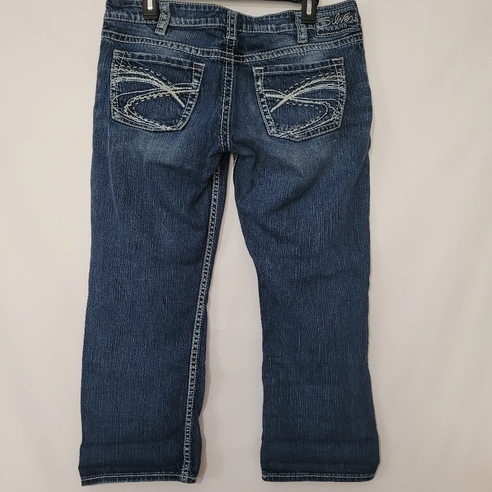 Silver Santorini Cropped Demin Jeans Ladies 31 - Picture 3 of 12